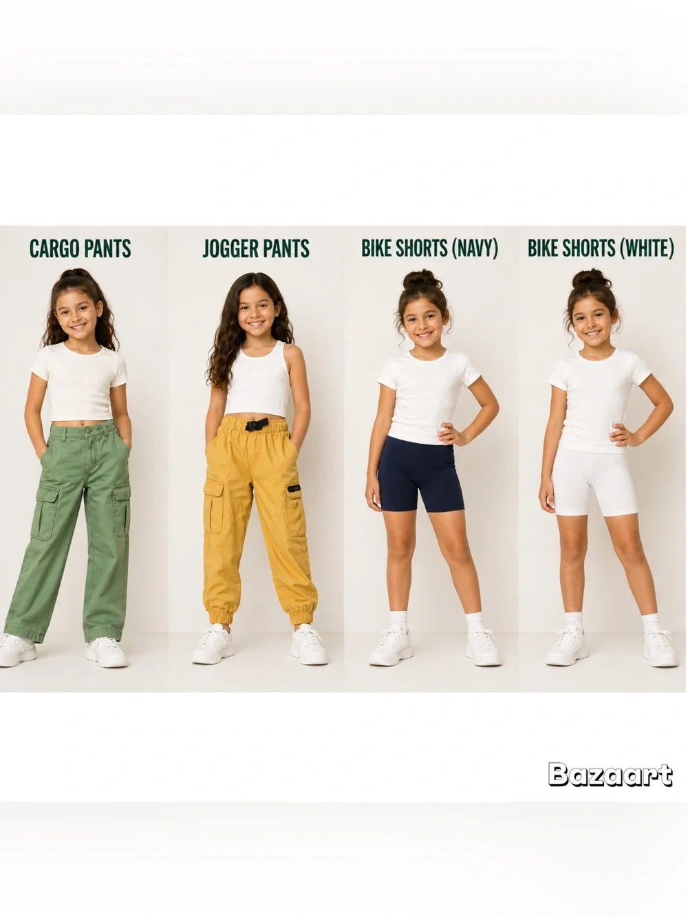 4pc Sz 5t Green & Gold Cargo Pants And White & Blue Bike Shorts - Picture 1 of 5